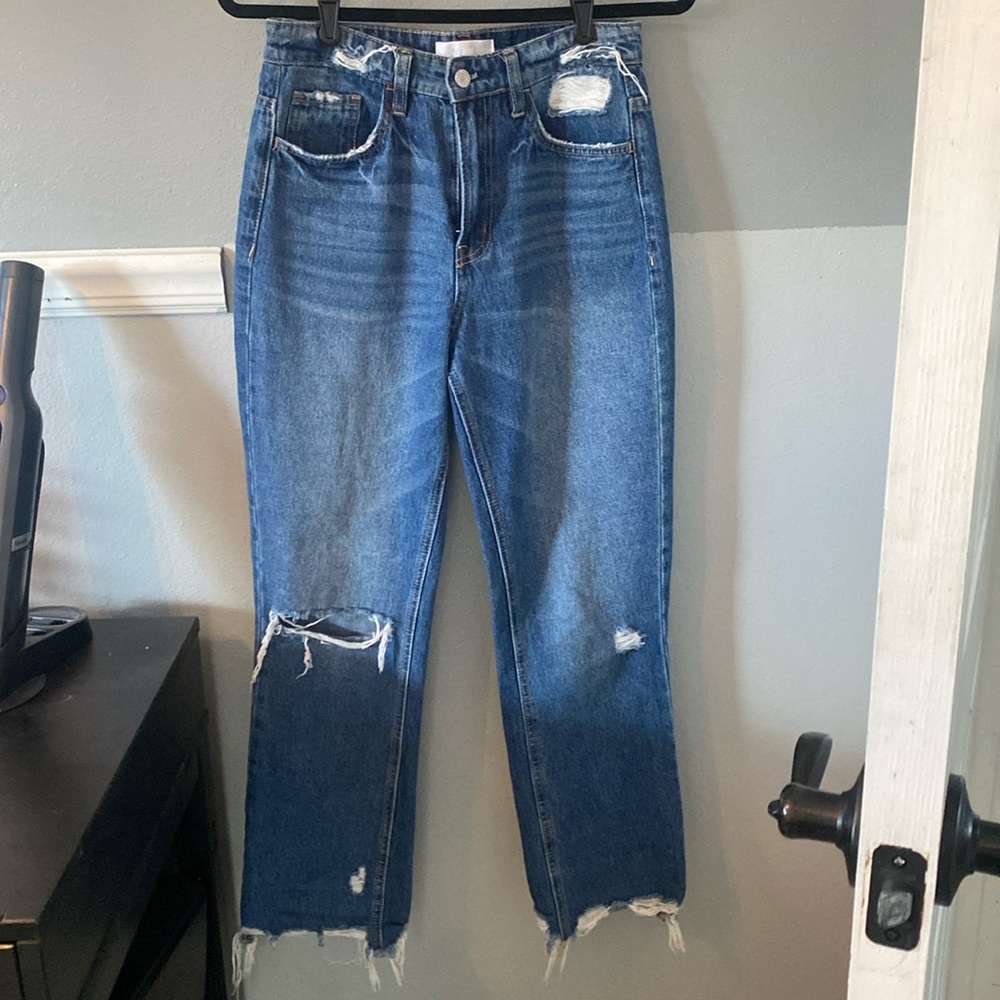 Vervet blue straight leg distressed jeans #343
